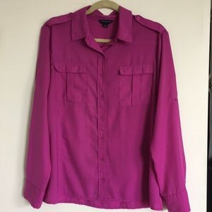 Magenta Banana Republic Long Sleeve Button Up Top